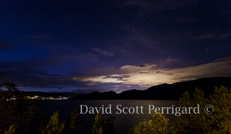 The midnight summer skies over Lake Okanagan, BC, Canada.